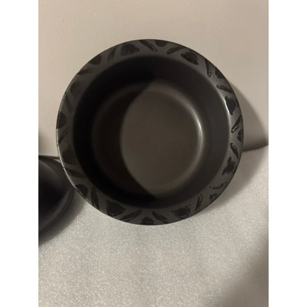 Pfaltzgraff Vintage Black Geometric Casserole Dish with Lid Made in USA